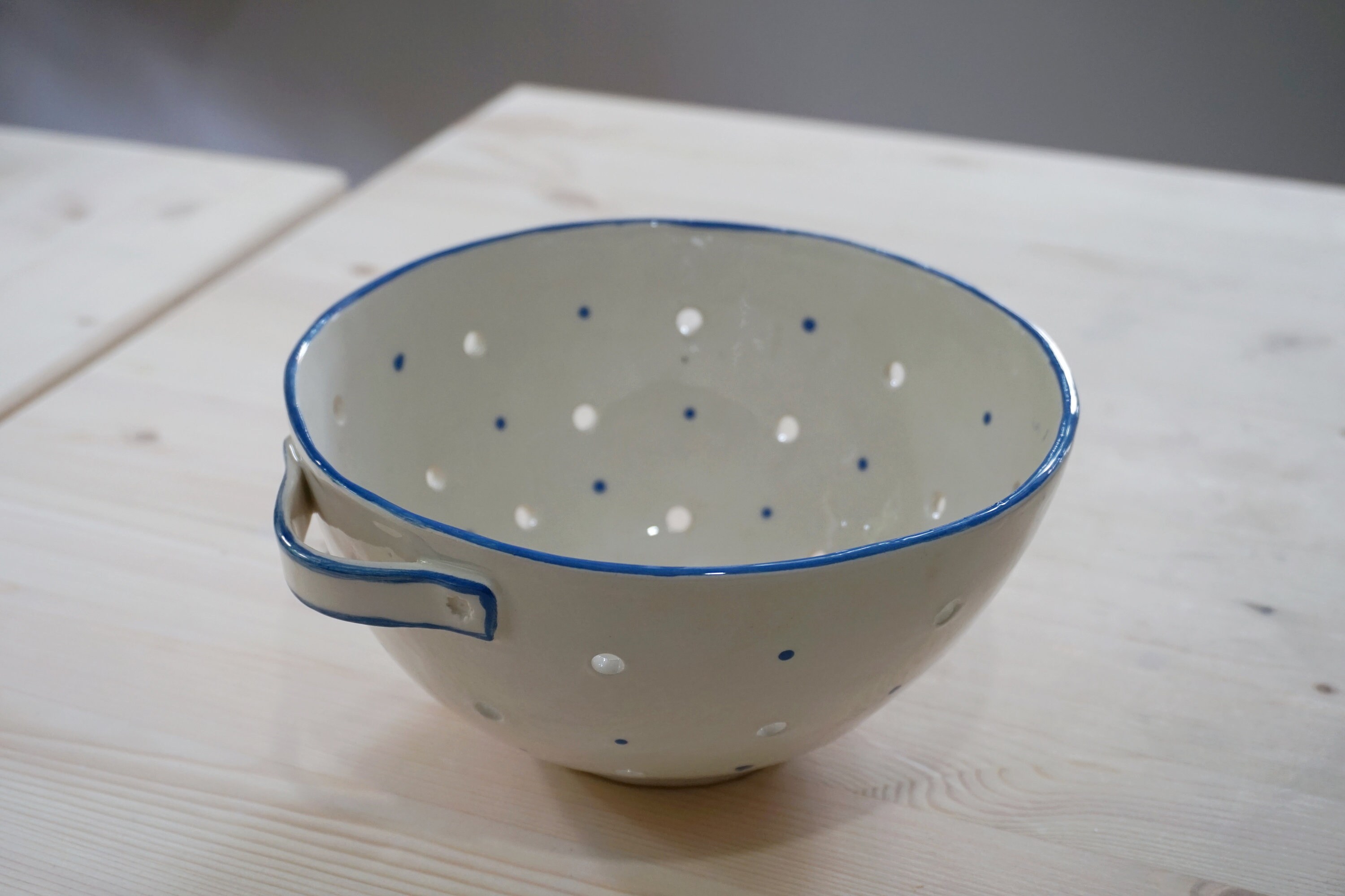 Handgemachter Weißer Keramik Colander Beerenschale Sieb Etsy