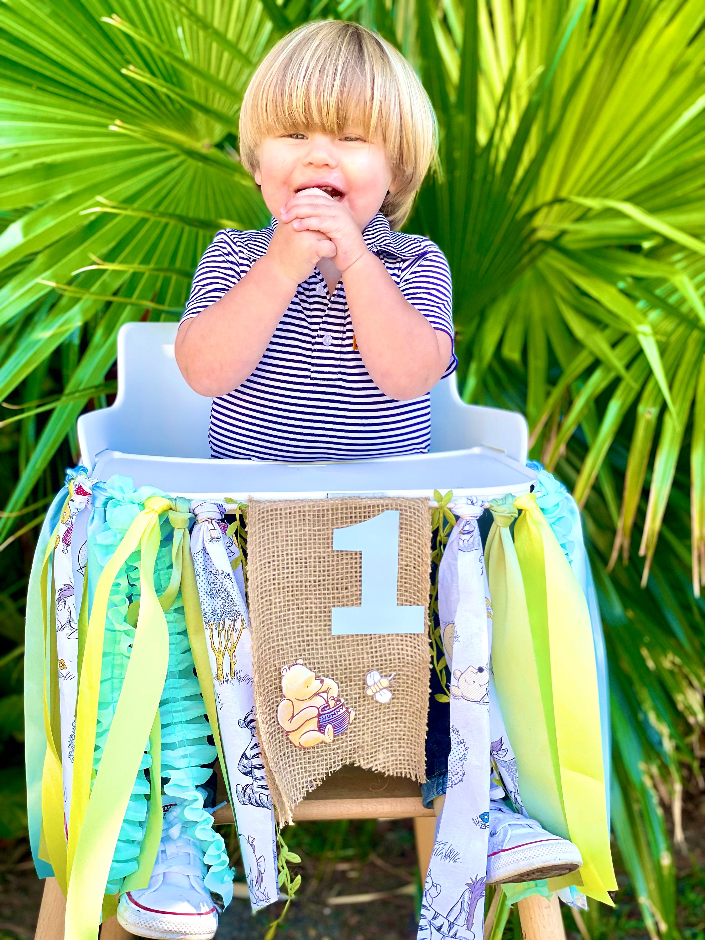 Winnie the Pooh Fabric High Chair Banner 1st Birthday Etsy
