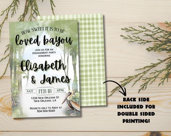 Moody Bayou Engagement Party Invitation | Louisiana Southern Romantic Invite | Editable Canva Template | 5x7 & Mobile