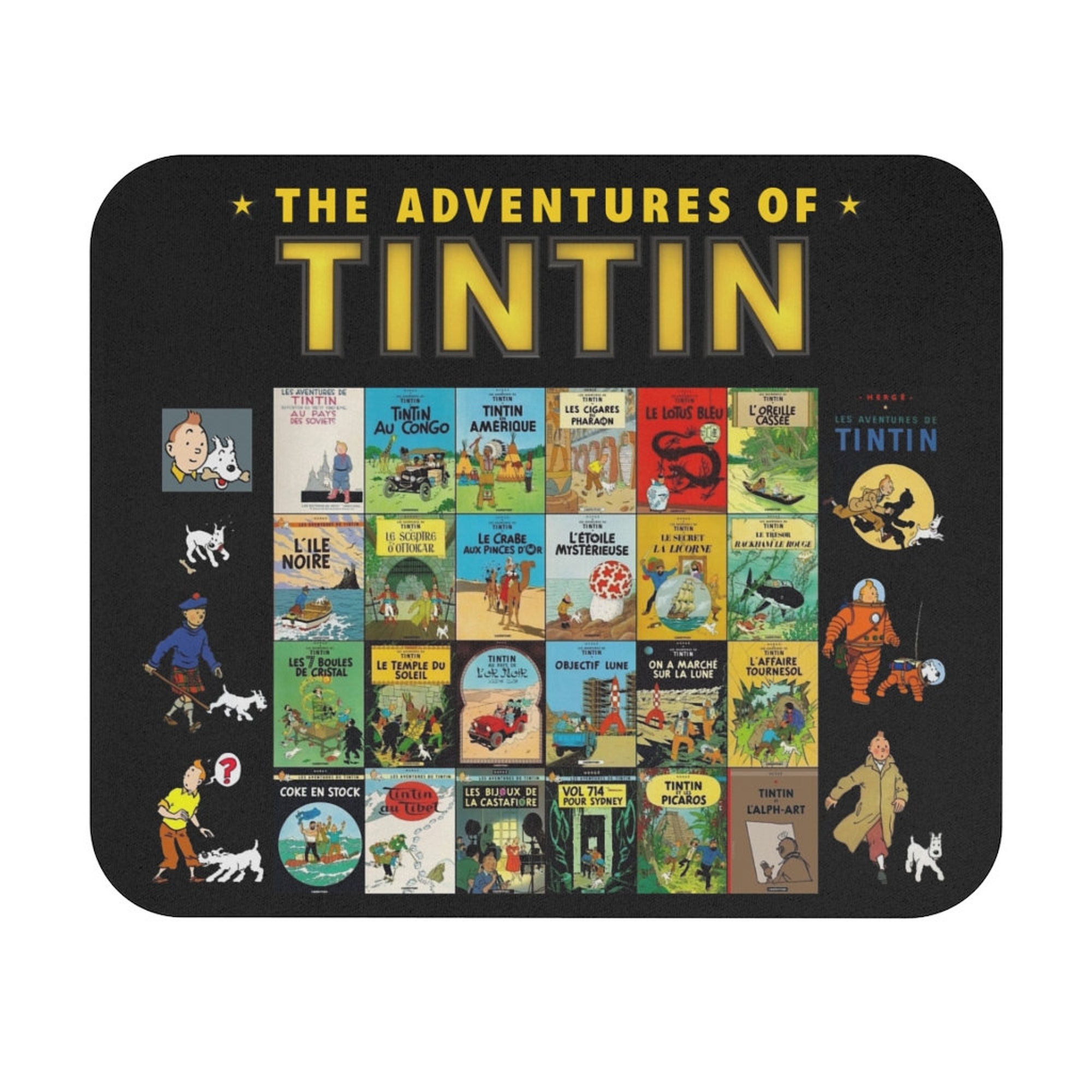 Discover Tintin Book Collection Mousepad, The Adventures Of Tintin 24 books Mouse Pad