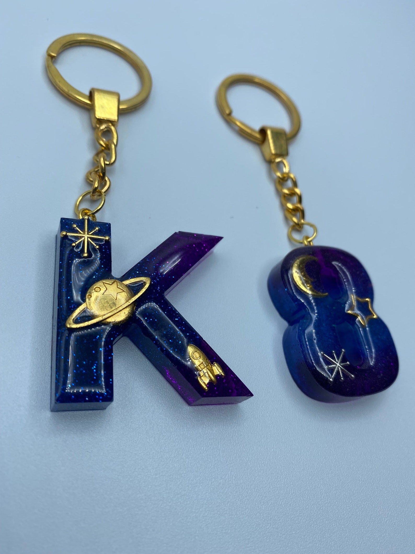 Galaxy Resin Keychain Space Custom Keychain Personalized Etsy