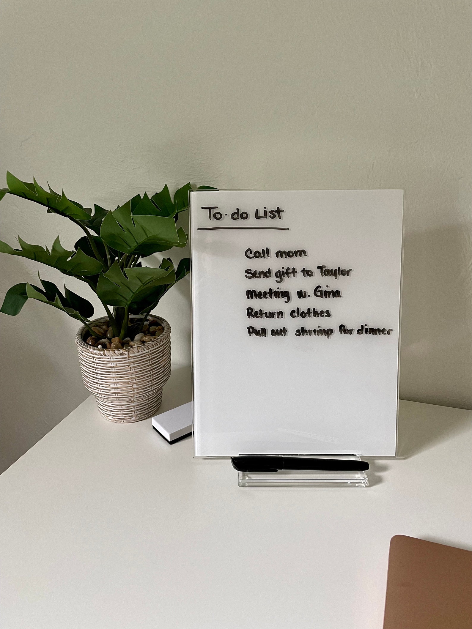 Acrylic Dry Erase Memo White Board with Stand and Marker ...