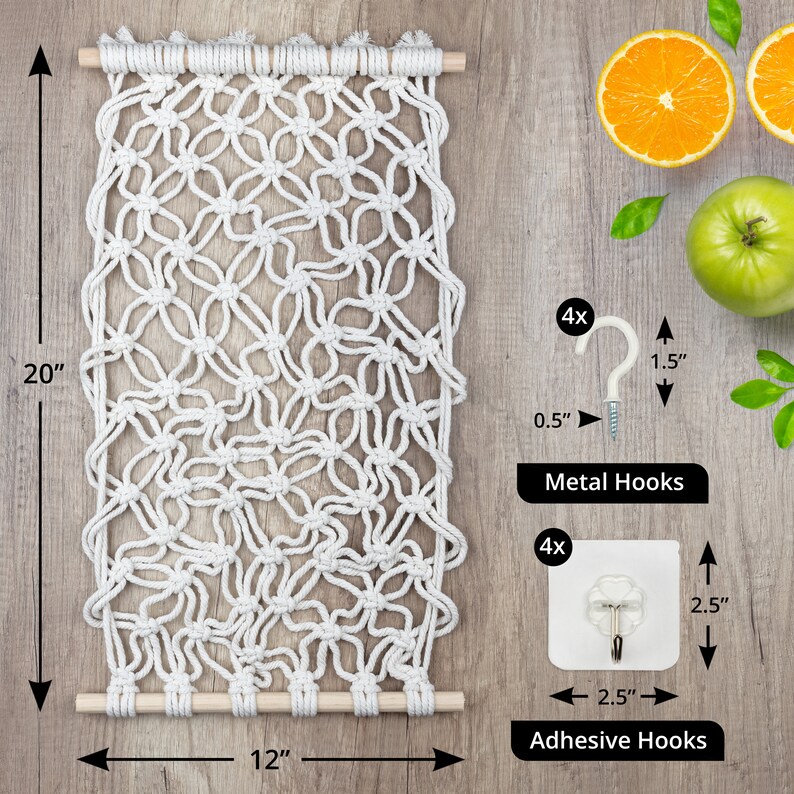 Hanging Macrame Fruit Hammock by Lily & Oak Under Etsy