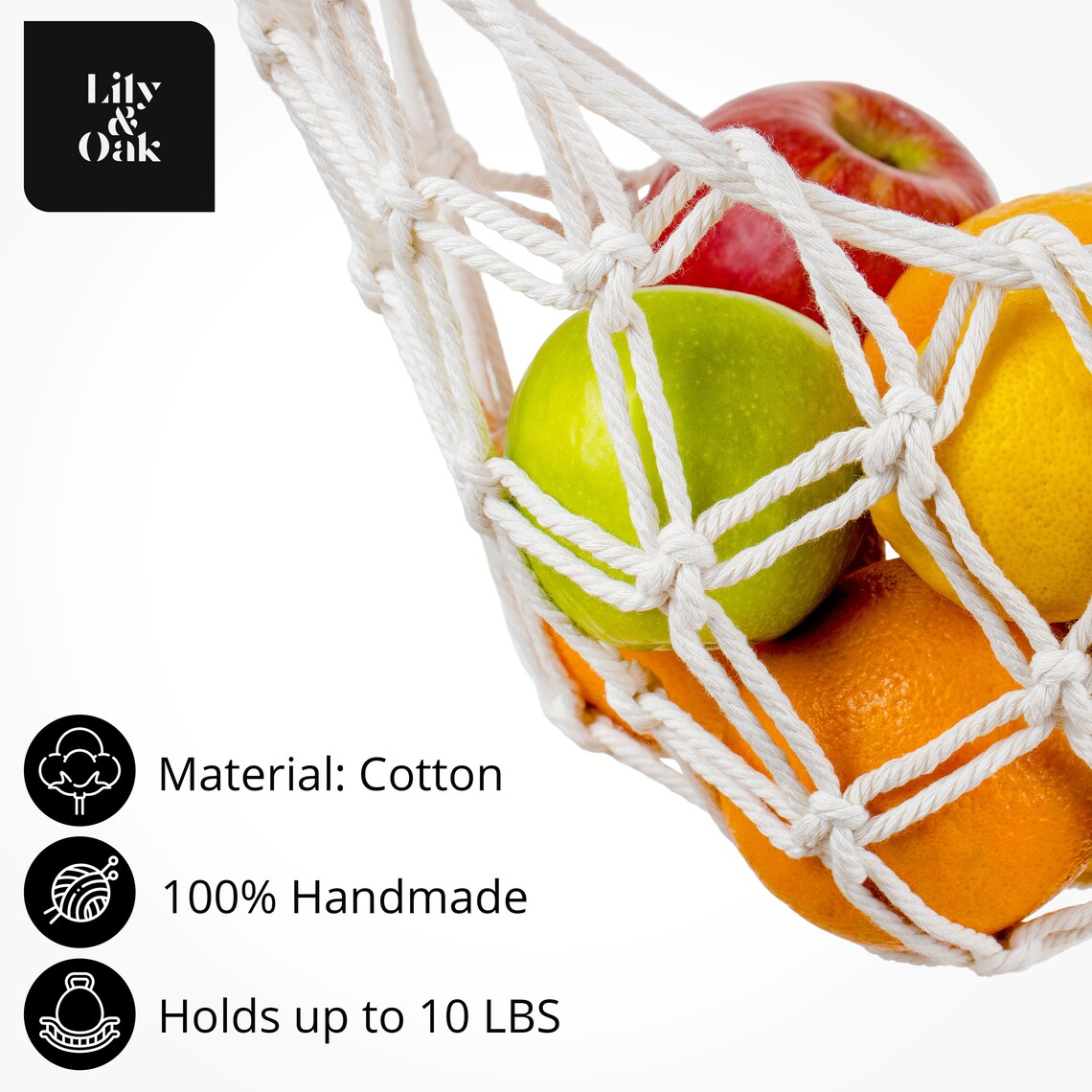 Hanging Macrame Fruit Hammock by Lily & Oak Under Etsy