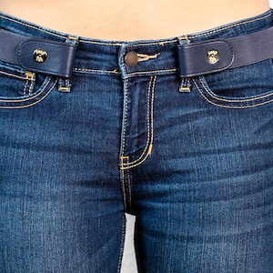 Comfortable Belt for Women, Elastic Belt, Blue Belt, Adjustable Belt, No Belt Buckle, Belt for Jeans,  Belt for Dress Pants