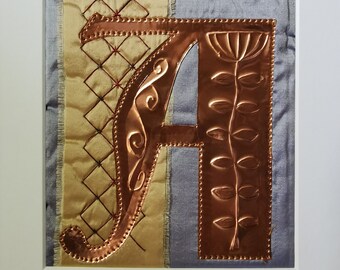 Personalised Silk and Copper Illuminated Initial BLUE AND GOLD