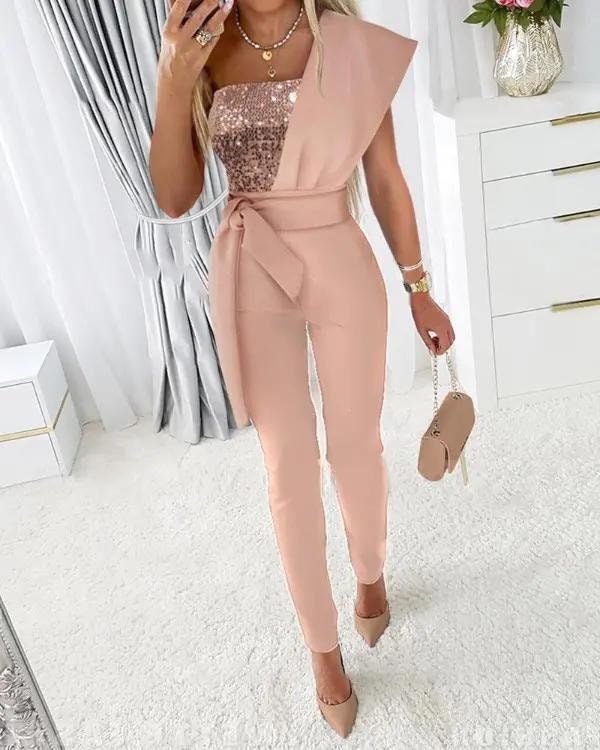 Elegant One Shoulder Jumpsuit for Women, Reception Outfit for