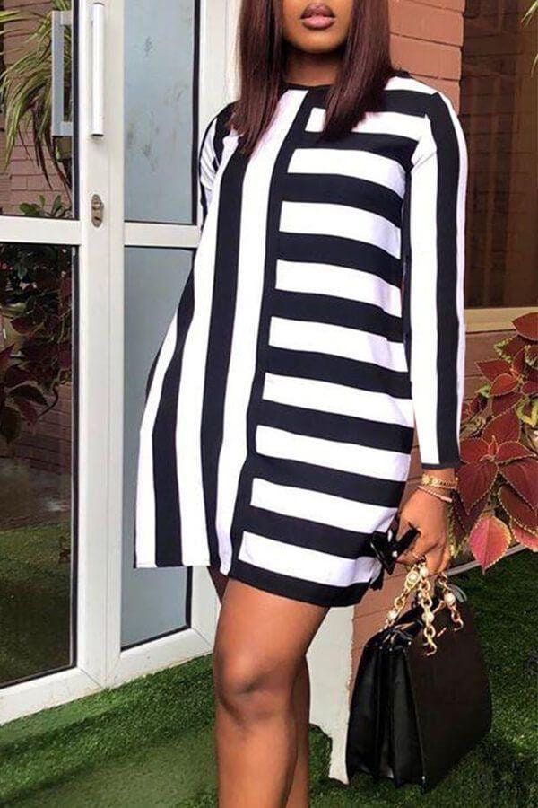 black and white striped dress womens