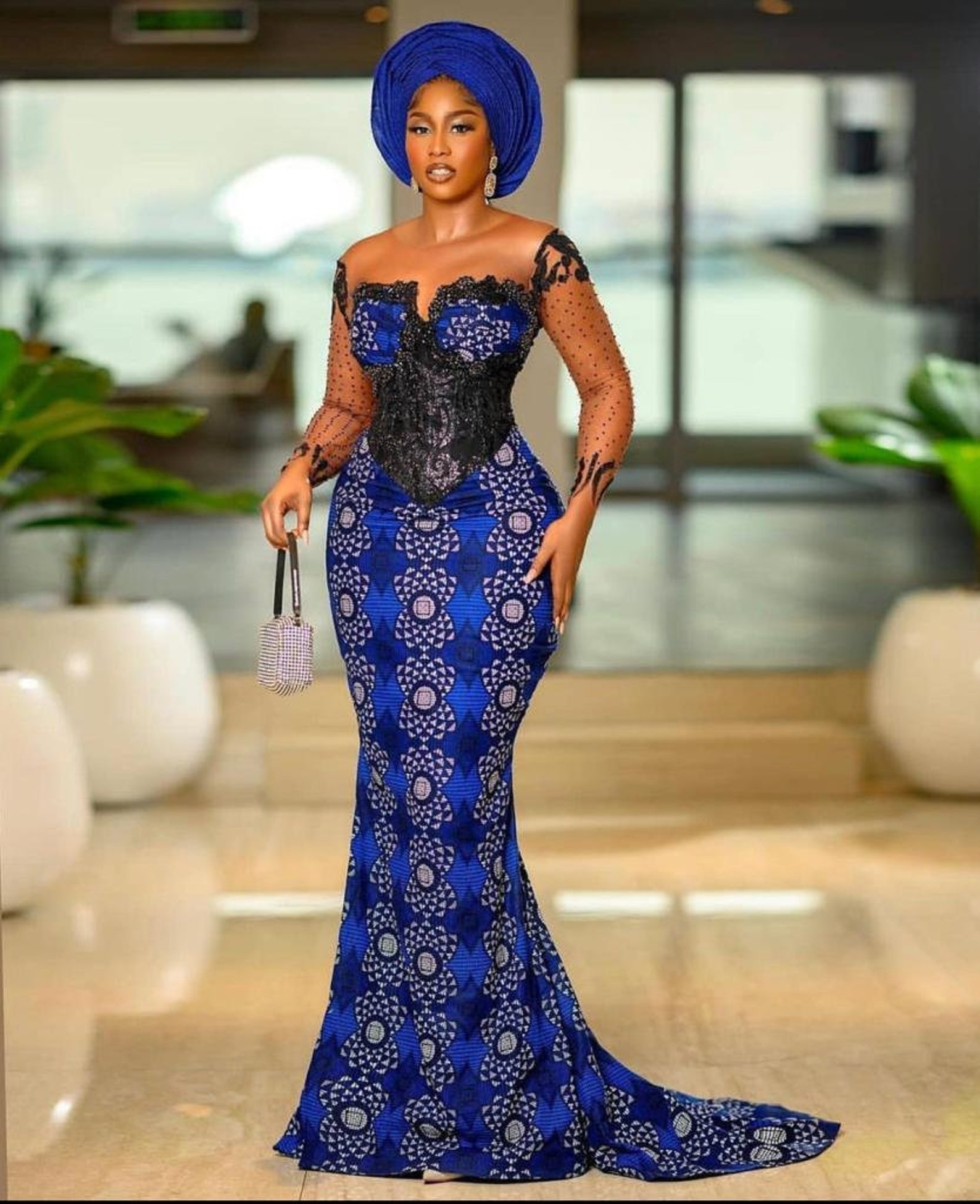 Ankara Corset Dress African Print Wedding Reception Dress Ankara Mermaid Dress African Asoebi 