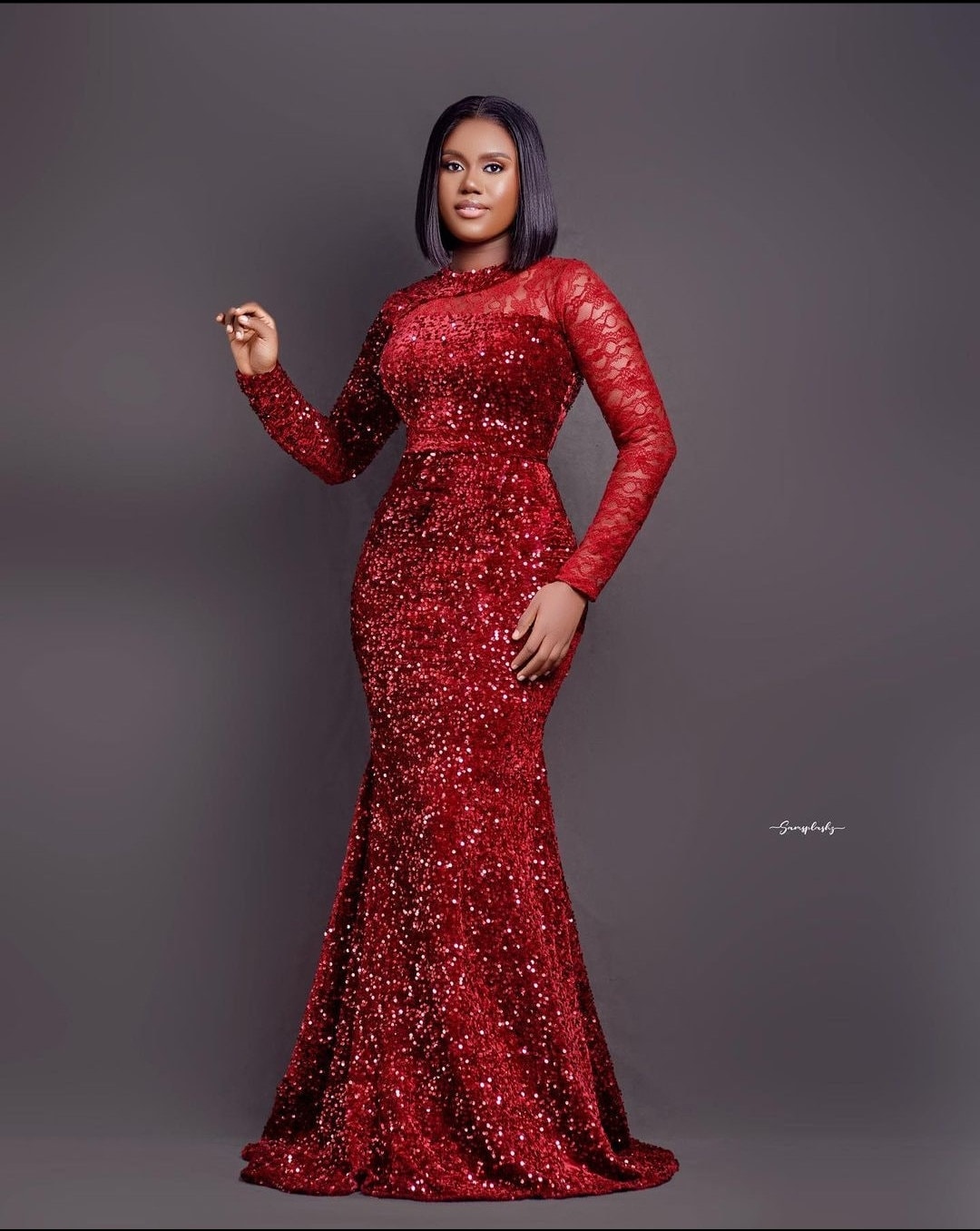 DESTINY - Red Sequin Prom Dress with Silver Rhinestones | PREORDER - S –  Shay Simone