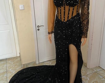 Prom Dresses For Women, Lace Dress With Slit For Women, Wedding Reception Dress For Brides, Evening Dinner Dress For Ladies, Birthday Dress