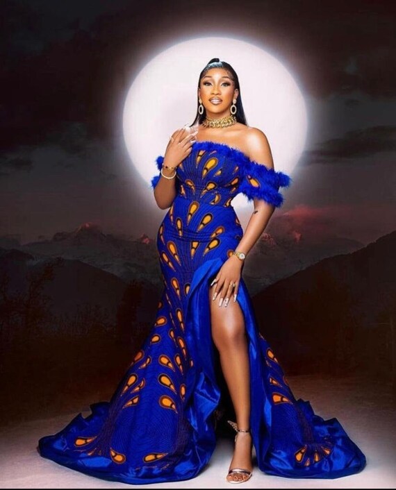 African print cheap evening gowns