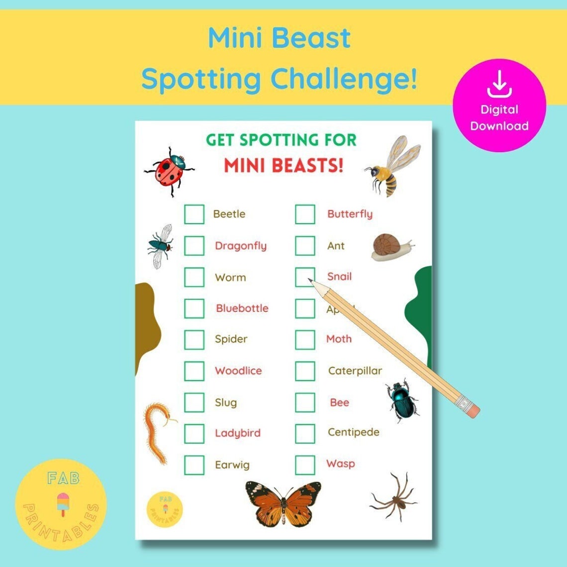 Mini Beast Spotting Scavenger Hunt Printable - Etsy