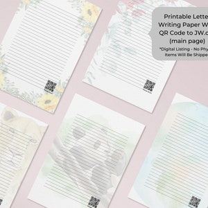 Codici QR JW - Disegni per carta da lettere Jw Letter - 5 disegni - Download istantaneo digitale - Stampabili JW - Cancelleria Jw - 8,5" x 11" e A4