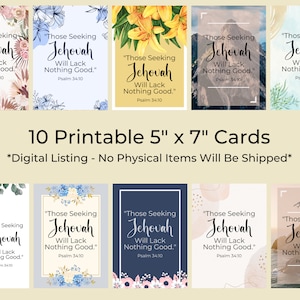 Escritura de cartas JW - Postales de texto del año Jw 2022 - JW Pioneer School - Tarjeta de felicitación Jw - Escritura imprimible Jw - Postal Jw - Salmo 34:10