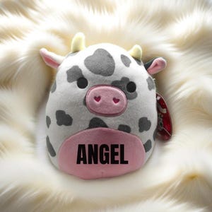 Valentine Squishmallow Plush Toy, Personalized Gift, Squishmallow Highland Cow, Gifts for Kid, Valentine Basket Plushie Valentine's Day Gift