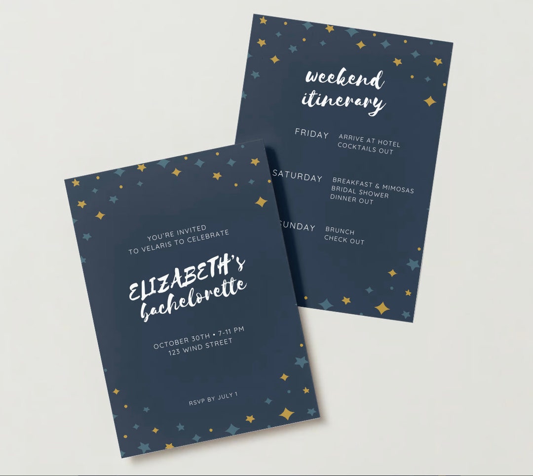 ACOTAR, Starlight Theme Bachelorette Invitation &amp; Itinerary. Editable ...