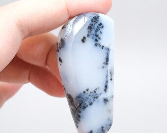Blue and White Merlinite Polished Freeform - Ice Blue Dendritic Opal