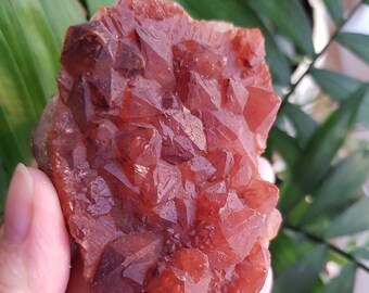 Natural Red Quartz, Hematite Quartz Crystal Cluster, Red Cactus Quartz, Healing Crystals