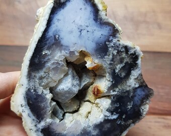 Indigo Blue Merlinite Geode - Dark Violet Dendritic Opal with Loose Floating Kinetic Pieces