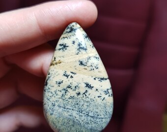 Exquisite Yellow Agate with Dendrites Cabochon - Mirror Polished to Perfection