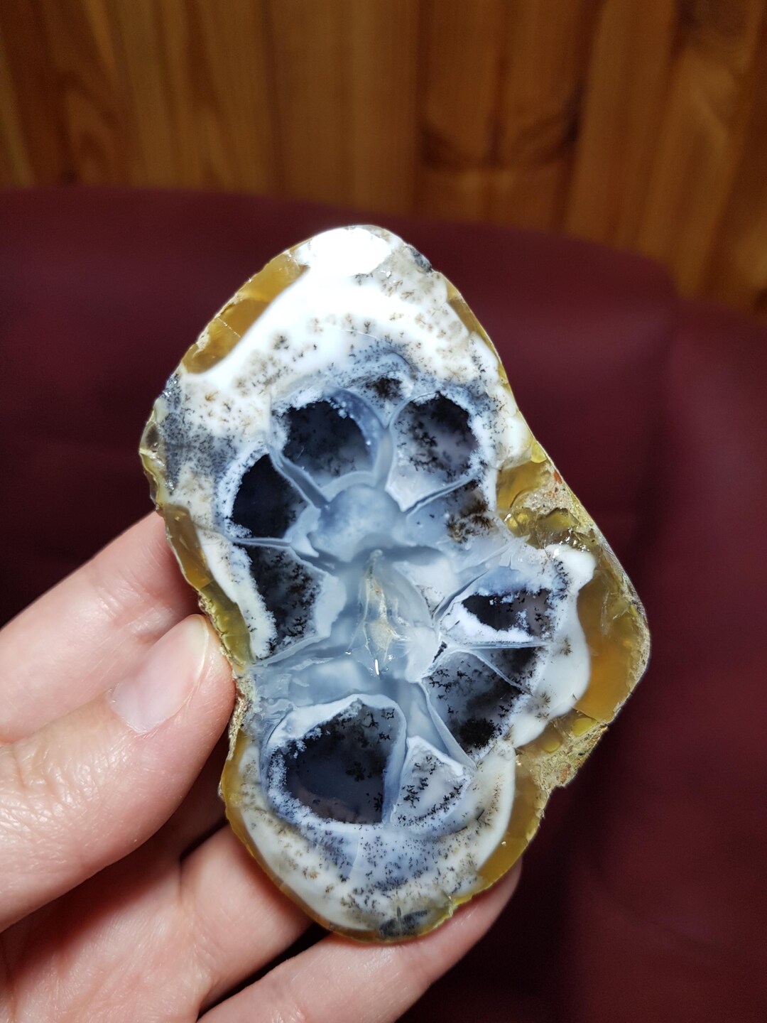 Stellar Burst Blue, White and Honey Opal Together With Dendrites ...