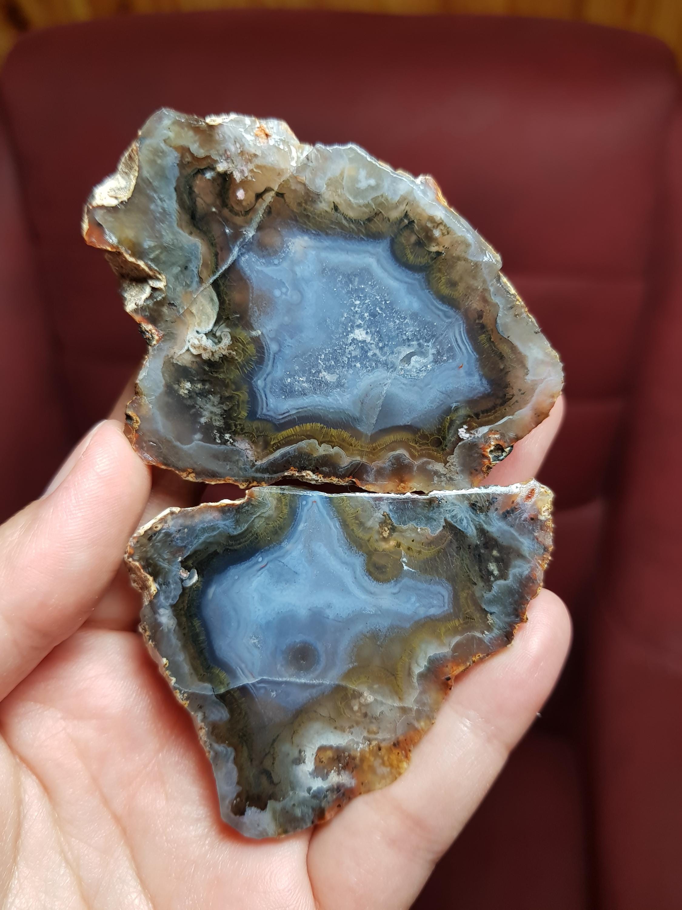 Banded Agate Slice: Lakeview Blue & Green Crystal for 