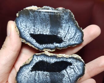 Mesmerizing Dendritic Opal: Merlinite Polished to Perfection for Exquisite Decor