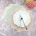 Colorful linen flower placemats, colorful embroidered table mats with colorful scalloped edge for Dinner Table, Home Decor, Christmas Gift product logo