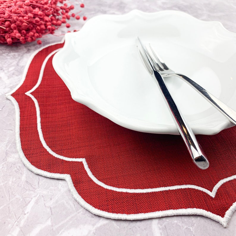 Colorful Linen Medallion Placemats Embroidered Table Mats Etsy