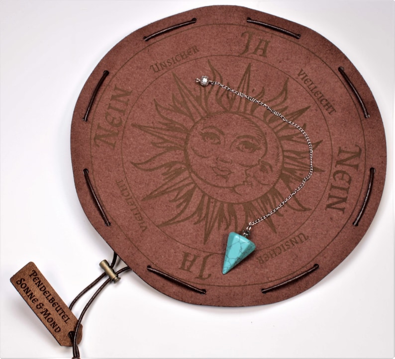 AHANDMAKER Magisches Mond-Pendel-Board – Aus Holz Mit Rosenquarz-Pendel Für Wahrsagung & Meditation