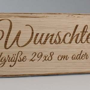 Wunschtext Schild personalisiert aus Holz mit Gravur selbst gestalten Eiche Holzschilder 28 59 cm Western Art Wunschtext Bohrlöcher 2x mittig