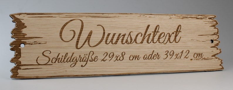 Wunschtext Schild personalisiert aus Holz mit Gravur selbst gestalten Eiche Holzschilder 28 59 cm Western Art Wunschtext Bild 2