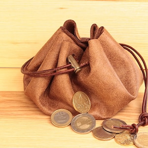 Borsa medievale Borsa XL 30 cm Borsa portatile con coulisse Borsa da cintura vintage Borsa per dadi per finta pelle medievale e LARP