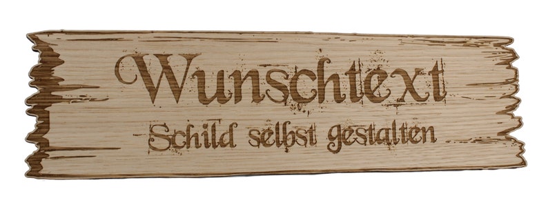 Wunschtext Schild personalisiert aus Holz mit Gravur selbst gestalten Eiche Holzschilder 28 59 cm Western Art Wunschtext Klebepunkte