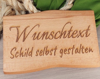 Personaliseer je gewenste tekstbord van hout met gravure - massief beukenhouten bord 23 - 45 cm