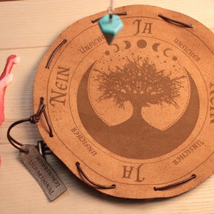 Pendule Arbre de Vie dans un Sac Planche à Pendule Planche à Pendule Oui Non Sorcières Wicca Witchboard pour Simili Cuir Moyen