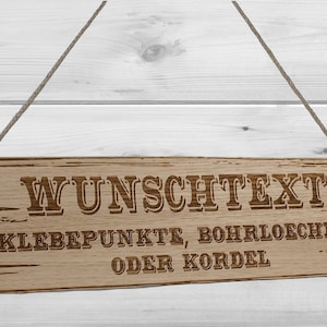 Wunschtext Schild personalisiert aus Holz mit Gravur selbst gestalten - Eiche Holzschilder 28 - 59 cm Western Art Wunschtext