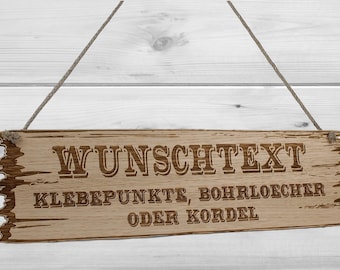 Wunschtext Schild personalisiert aus Holz mit Gravur selbst gestalten - Eiche Holzschilder 28 - 59 cm Western Art Wunschtext