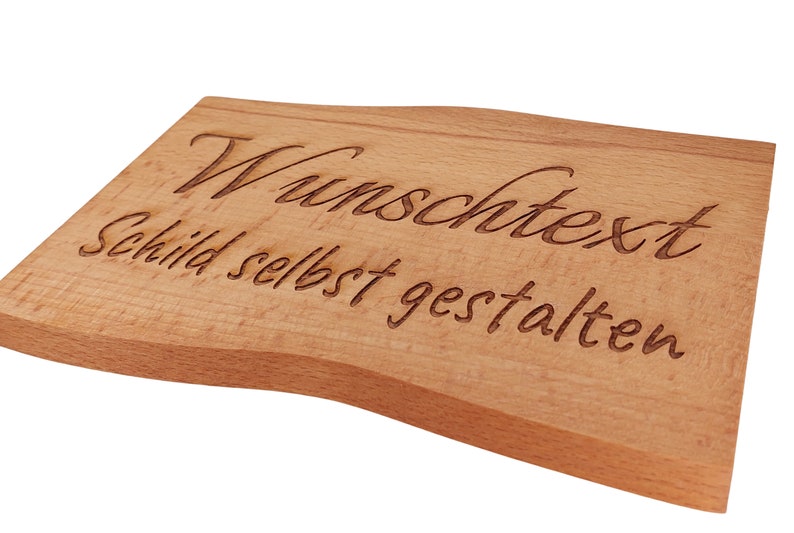 Wunschtext Schild personalisiert aus Holz mit Gravur selbst gestalten Buche Massiv Holzschilder 23 45 cm Bild 3