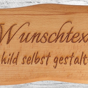 Wunschtext Schild personalisiert aus Holz mit Gravur selbst gestalten Buche Massiv Holzschilder 23 45 cm Bild 2