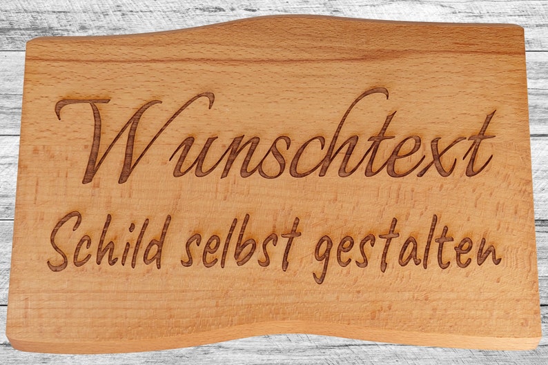 Wunschtext Schild personalisiert aus Holz mit Gravur selbst gestalten Buche Massiv Holzschilder 23 45 cm Bild 2