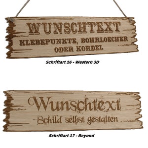 Wunschtext Schild personalisiert aus Holz mit Gravur selbst gestalten Eiche Holzschilder 28 59 cm Western Art Wunschtext Bild 6