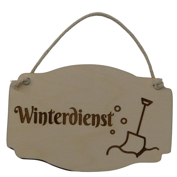 Türschild Winterdienst  Hausordnung Vintage Holz Holzschild Deko Hanfseil Maße: ca. 13 x 8,5 cm