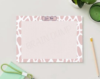 Pink Animal Print Brain Dump Pad | A4 Dotted Grid Notepad