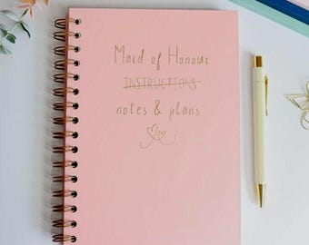Personalized Maid of Honour Wedding Planner: A5 Notebook