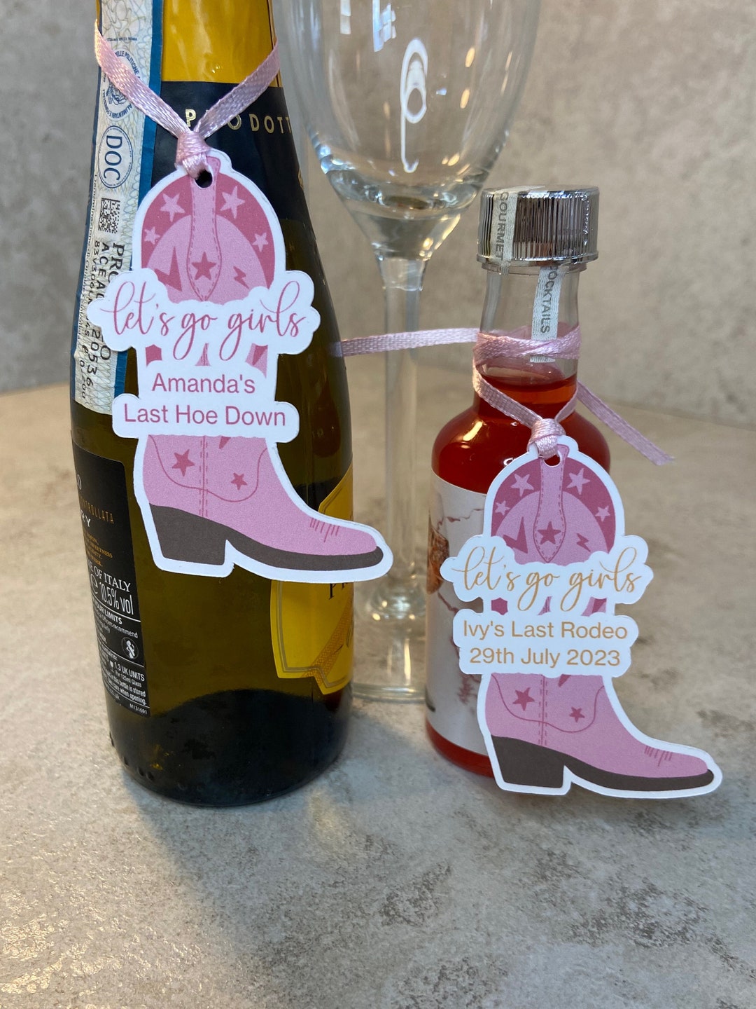 Personalised Set of 9 Cowboy Boot Gift Tags Lets Go Girls Country Music