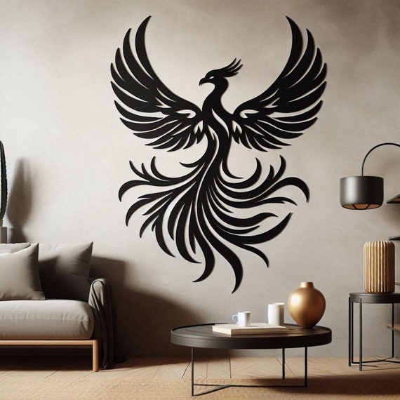 Metal Phoenix Wall Art: Contemporary Rising Phoenix Decor