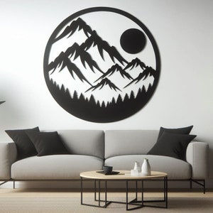 Metal Mountain Wall Art, Mountain Wall Decor, Large Metal Wall Art Mountains, Wall Hangings, Mountain Home Decor Living Room 2