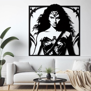 Wonder Women Wall Decor, Super Hero Gift, Wonder Women Wall Art, Super Hero, gift for women, Kid Room, Birthday Gift, Metal art 5